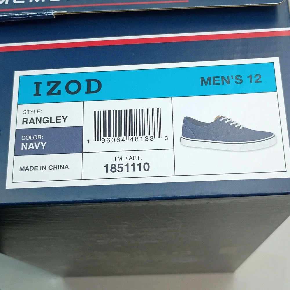 IZOD Rangley Sneaker Men Size 12 Navy Canvas‎ Memory Foam 1851110